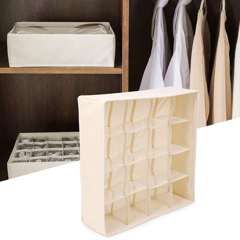 Sock Underwear Organizer Dividers, 64 Cell Fabric Foldable Cabinet Closet Organizers and Storage B