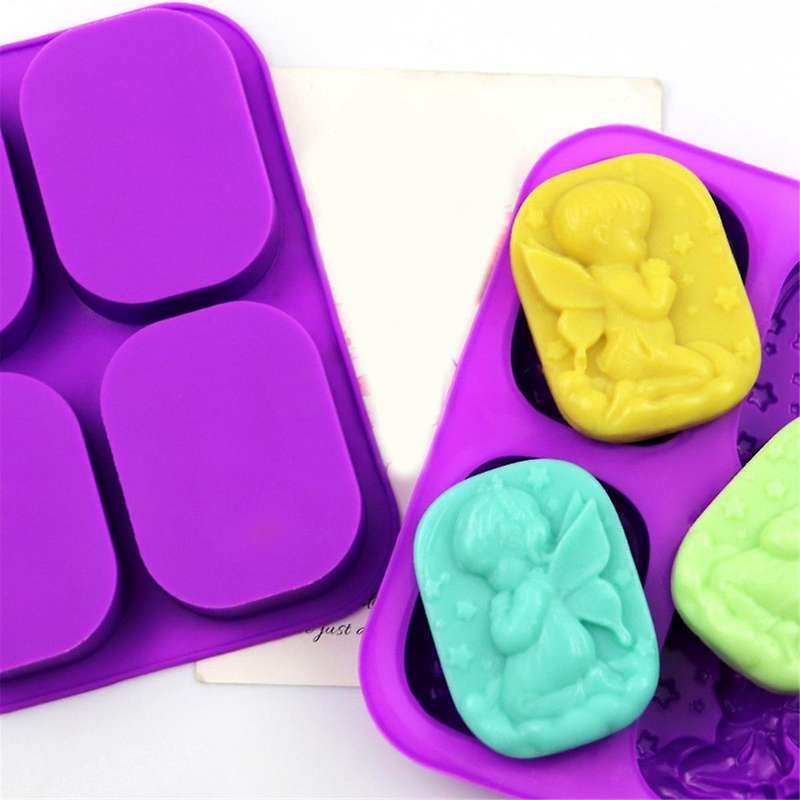 Soap Mold, 4 Cavity 3d Angel Mold Homemade Soap Mold Soap Making Supplies for Diy Soap Candle Resin