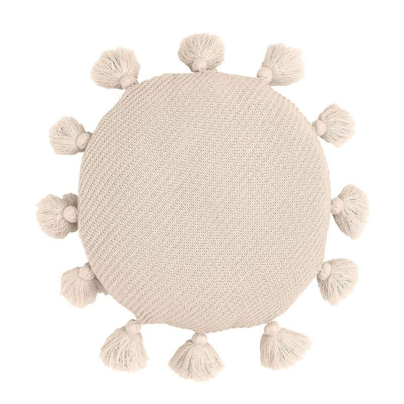 Soft Round Seat Cushion Kawaii Home Decor Cushion with Tassels for Car Sofa Chair Knitted Back Cushi