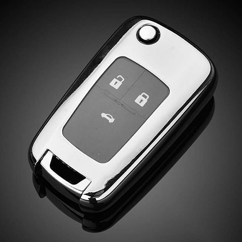 Soft TPU Car Remote Key Case Cover for Aveo Sail Captiva Opel (Silver C)