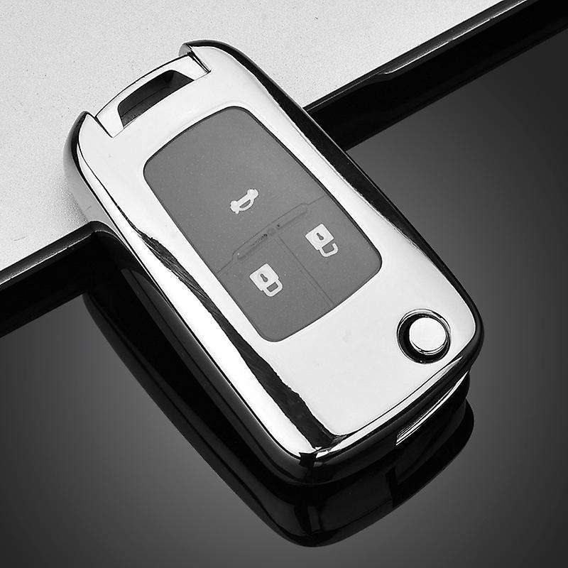 Soft TPU Car Remote Key Case Cover for Aveo Sail Captiva Opel (Silver C)