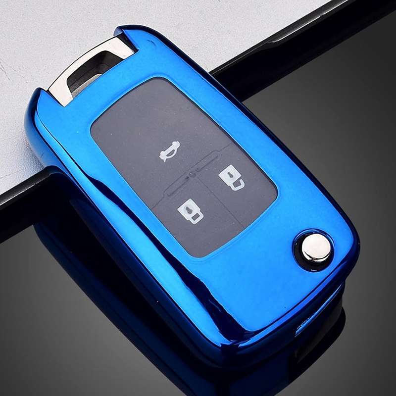 Soft TPU Car Remote Key Case Cover for Aveo Sail Captiva Opel (Blue A)