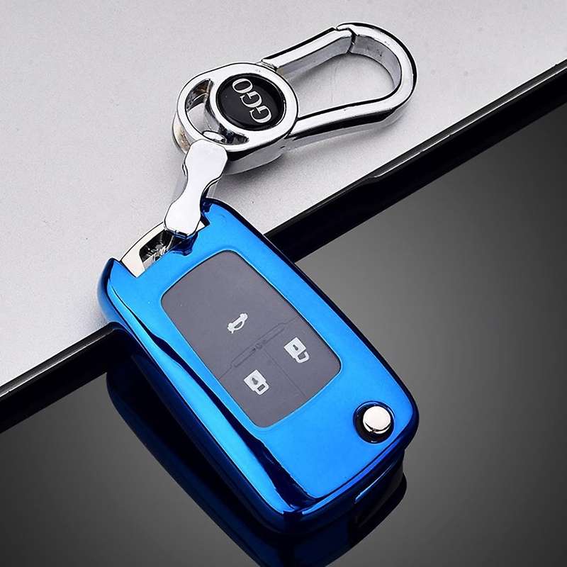 Soft TPU Car Remote Key Case Cover for Aveo Sail Captiva Opel (Blue A)