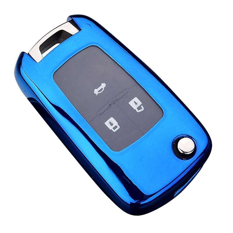 Soft TPU Car Remote Key Case Cover for Aveo Sail Captiva Opel (Blue A)