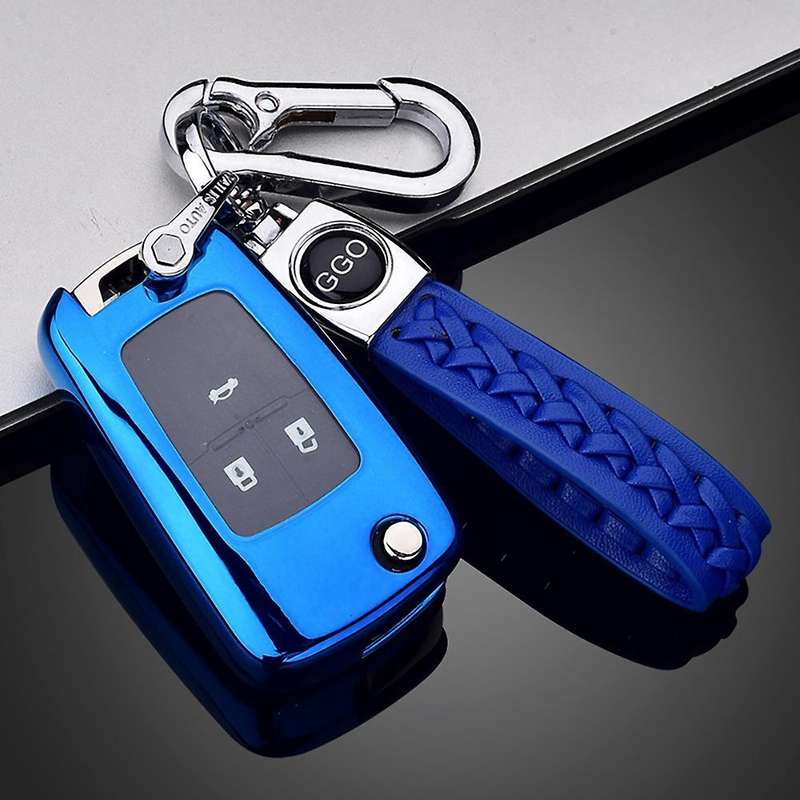 Soft TPU Car Remote Key Case Cover for Aveo Sail Captiva Opel (Blue A)