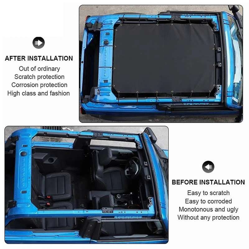 Soft Top Car Anti UV Sun Protection Sunshade Cover for 2021-2024 Insulated Net Accessories ,2 Door