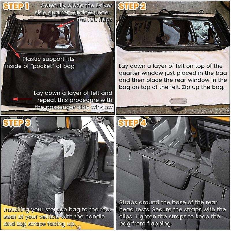 Soft Top Window Storage Bag for 2018-2021 JL JLU Sports Freedom Unlimited 68358392AC