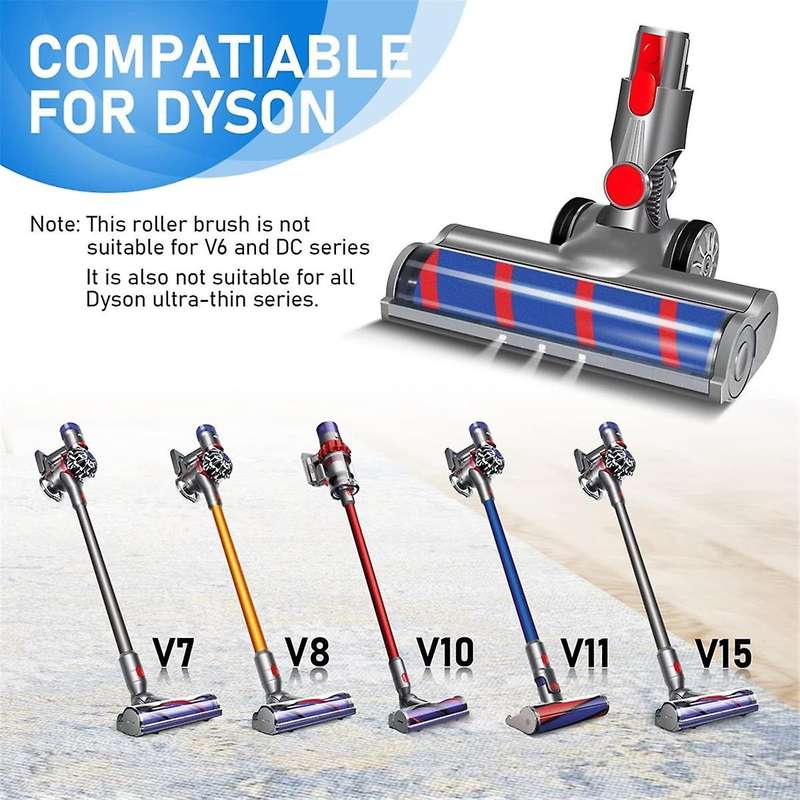 Soft/hard Roller Floor Brush for V7 V10 V11 V15 Vacuum Attachment with Led Headlight and Triger Lock