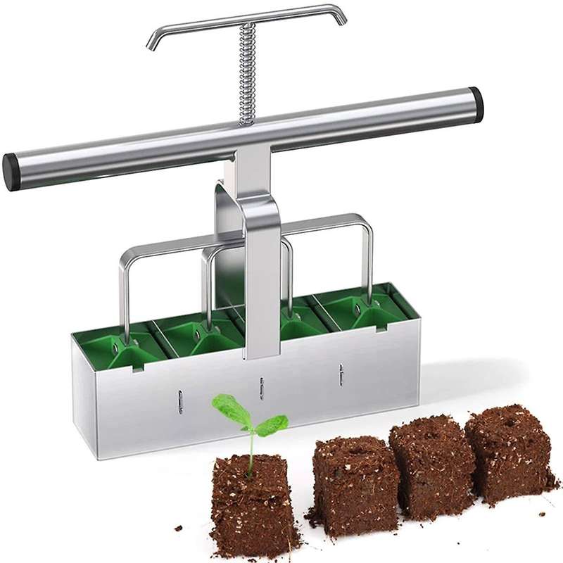 Soil Block Maker Soil Blocking Tool Handheld Soil Blocker with Dibbles Dibbers for Garden Prep Seedl