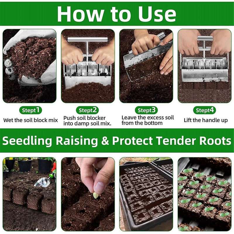 Soil Blocker, Soil Block Maker for Seed Starting with Strong Hand Held, Soil Blocking Tool for Grow