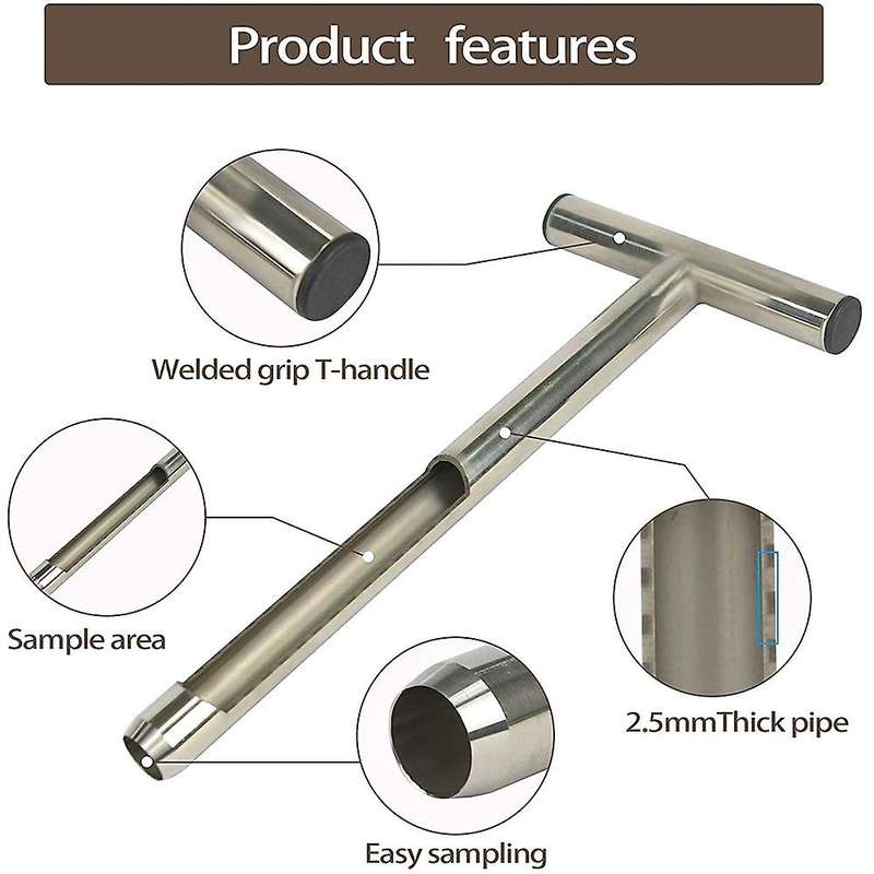 Soil Sampler Probe12 Inch, T-Style Handle Soil Test Kits Soil Probes for Soil Sampling Plant Care Ga