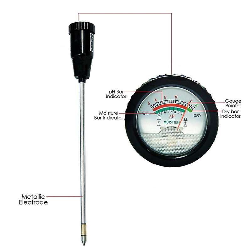Soil PH and Hygrometer Long Probe of 11.6 Inch(295 mm) Garden Tools USE Orchards Vineyards Lawns Far