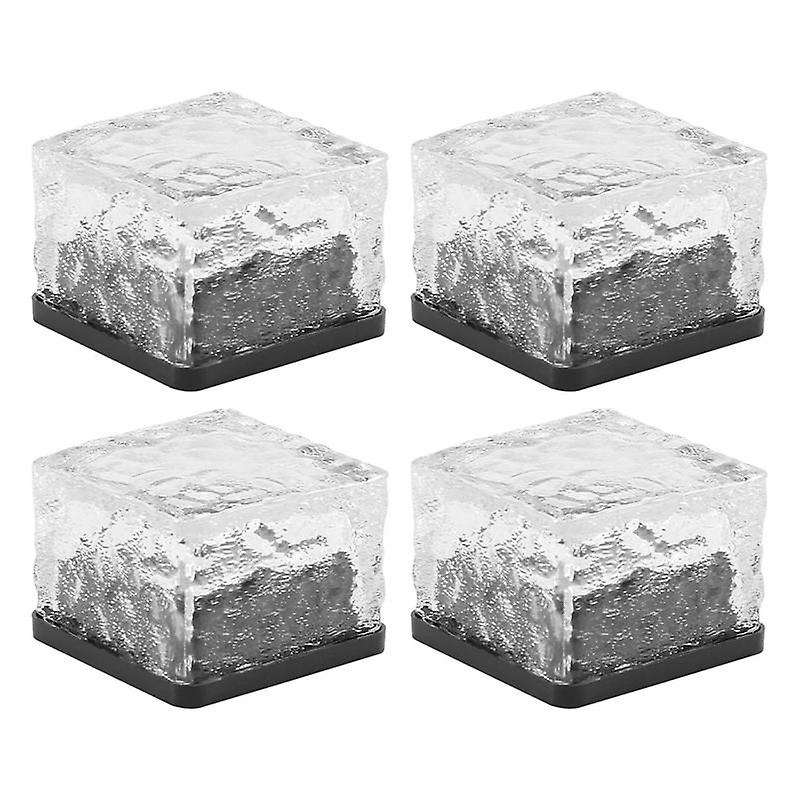 Solar Brick Lights 4 Pack Solar Ice Square Lights Solar Glass Brick Light for Christmas Garden Pati