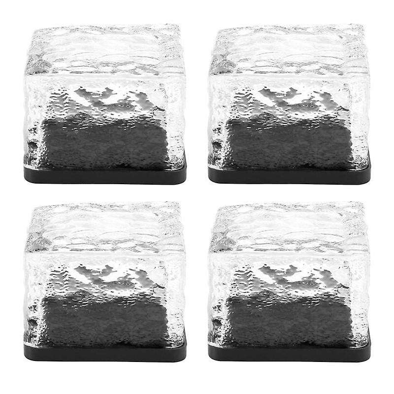 Solar Brick Lights 4 Pack Solar Ice Square Lights Solar Glass Brick Light for Christmas Garden Pati
