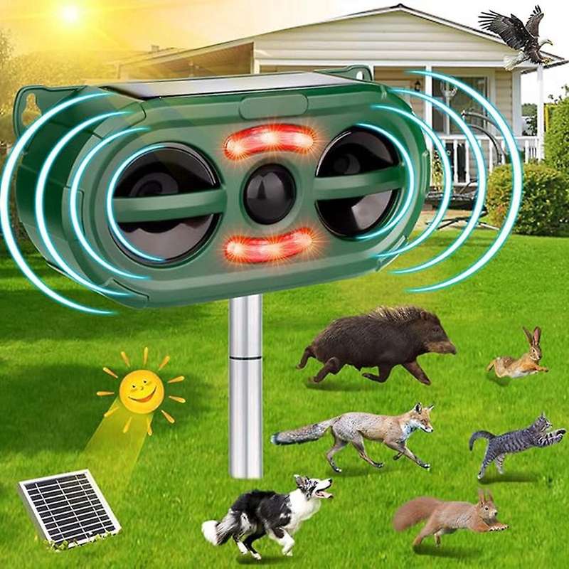 Solar Animal Repellent Ultrasonic Outdoor,waterproof,animal Repeller with Motion Sensor,flash Light,