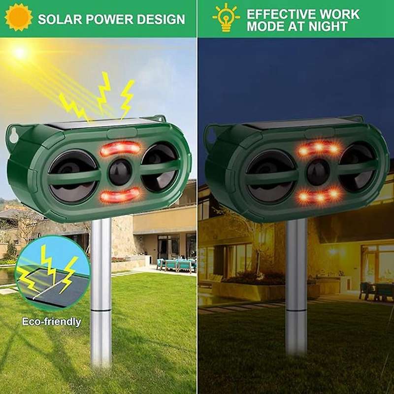 Solar Animal Repellent Ultrasonic Outdoor,waterproof,animal Repeller with Motion Sensor,flash Light,