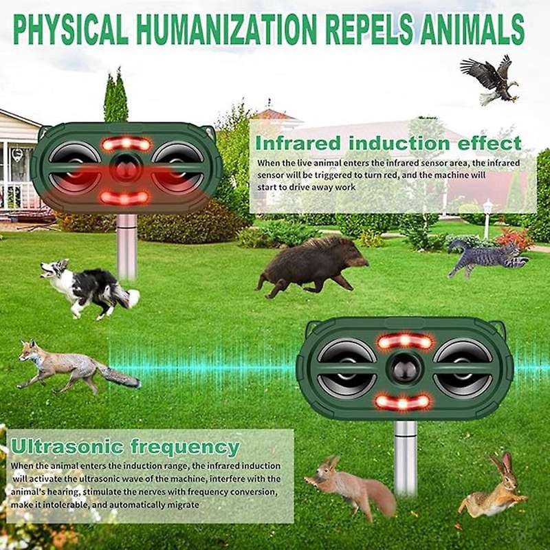 Solar Animal Repellent Ultrasonic Outdoor,waterproof,animal Repeller with Motion Sensor,flash Light,