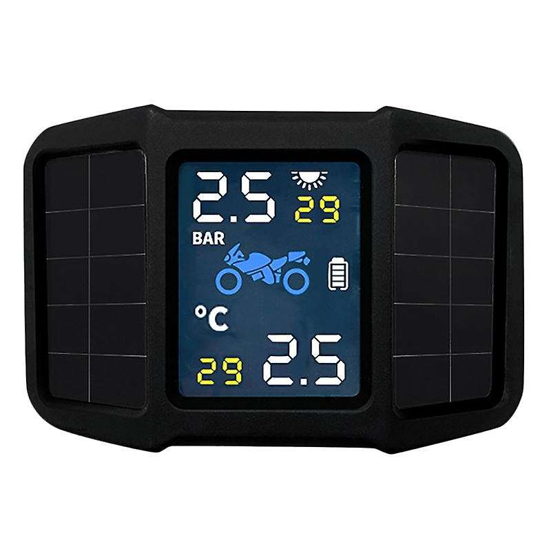 Solar Charging Motorcycle TPMS Motor Tire Pressure Temperature Monitoring Alarm System with 2 Extern