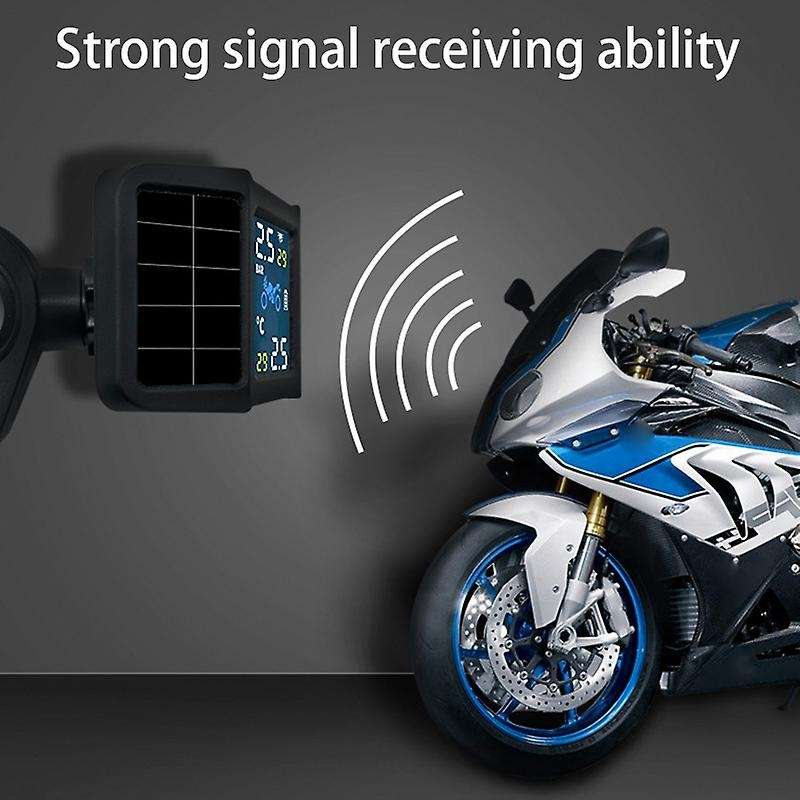 Solar Charging Motorcycle TPMS Motor Tire Pressure Temperature Monitoring Alarm System with 2 Extern