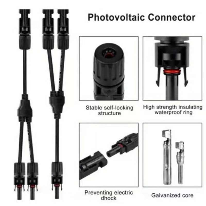 Solar Connectors Y Branch Parallel PV Adapter Cable Wire Plug Tool Kit for Solar Panel(M/FF+F/MM)