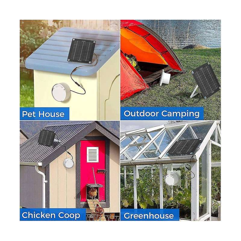 Solar Fan for Greenhouse - 50w Solar Panel + 10 Inch Solar for Shed, Chicken Coop, Greenhouse, Dog H