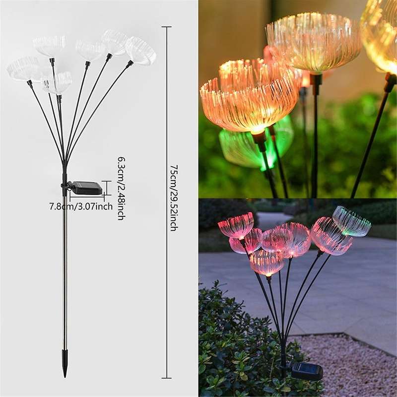 Solar Fiber Optic Jellyfish Light Outdoor Light Waterproof Led Garden Landscape Light Ground Plug La