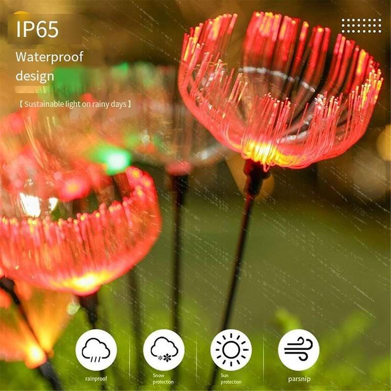 Solar Fiber Optic Jellyfish Light Outdoor Light Waterproof Led Garden Landscape Light Ground Plug La