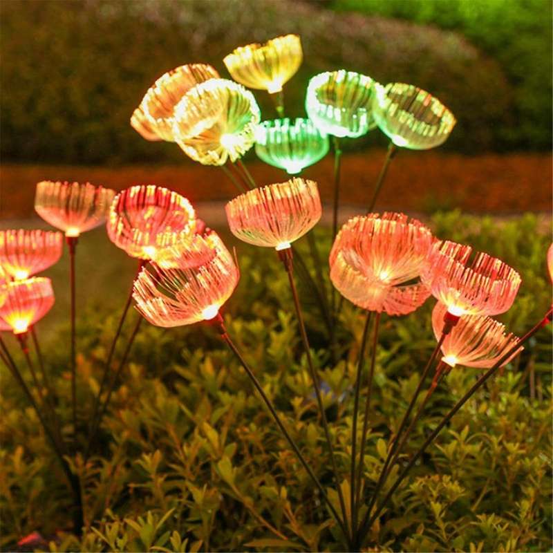 Solar Fiber Optic Jellyfish Light Outdoor Light Waterproof Led Garden Landscape Light Ground Plug La