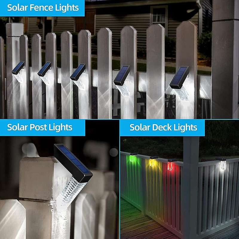 Solar Fence Lights Outdoor -for Garden Porch Deck Patio Pool Backyard 2 Lighting Modes Cool White or