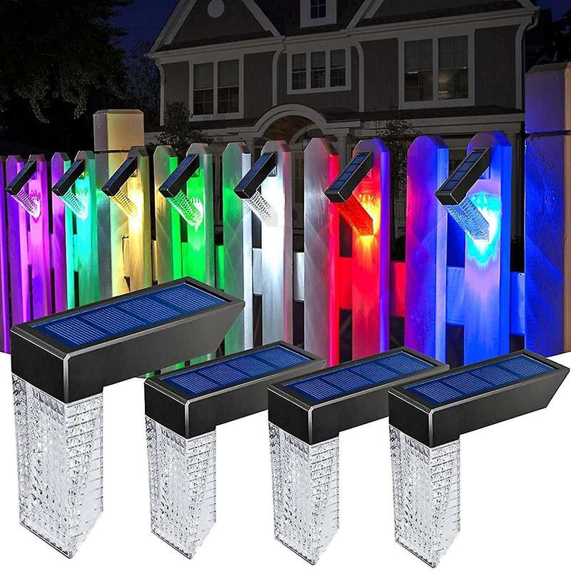 Solar Fence Lights Outdoor -for Garden Porch Deck Patio Pool Backyard 2 Lighting Modes Cool White or