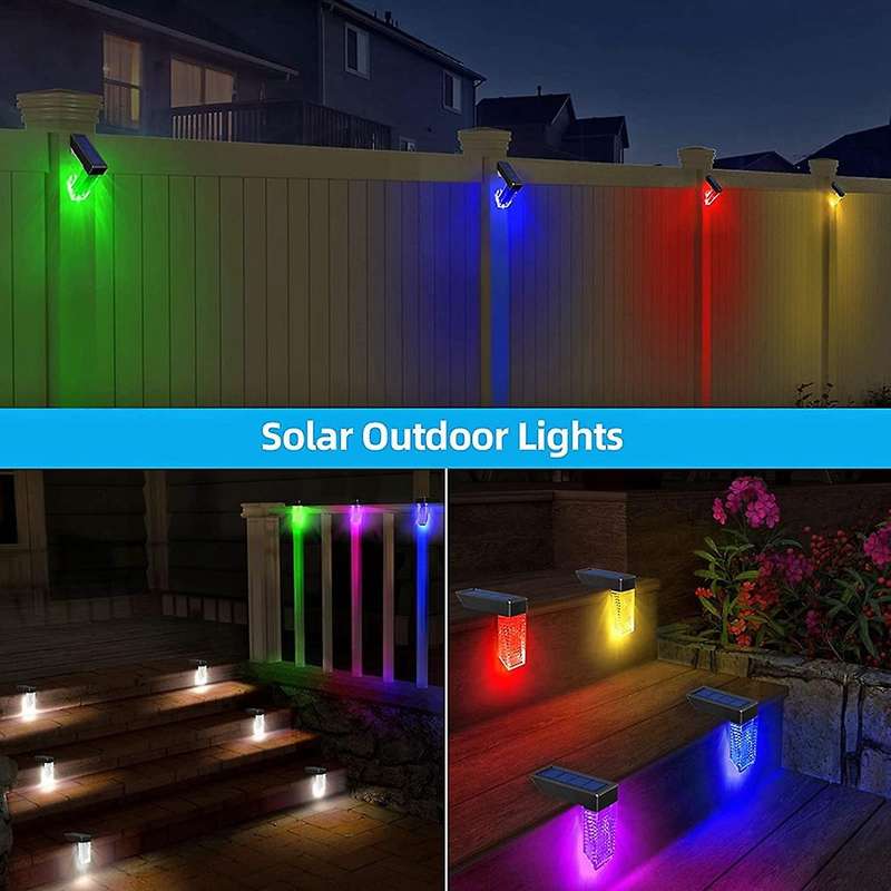 Solar Fence Lights Outdoor -for Garden Porch Deck Patio Pool Backyard 2 Lighting Modes Cool White or