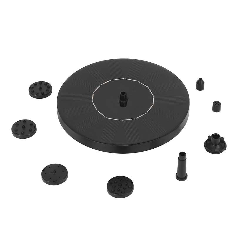 Solar Fountain Pump Nozzle Solar Powered Water Fountain Birdbath Floating Fountain for Garden Ponds
