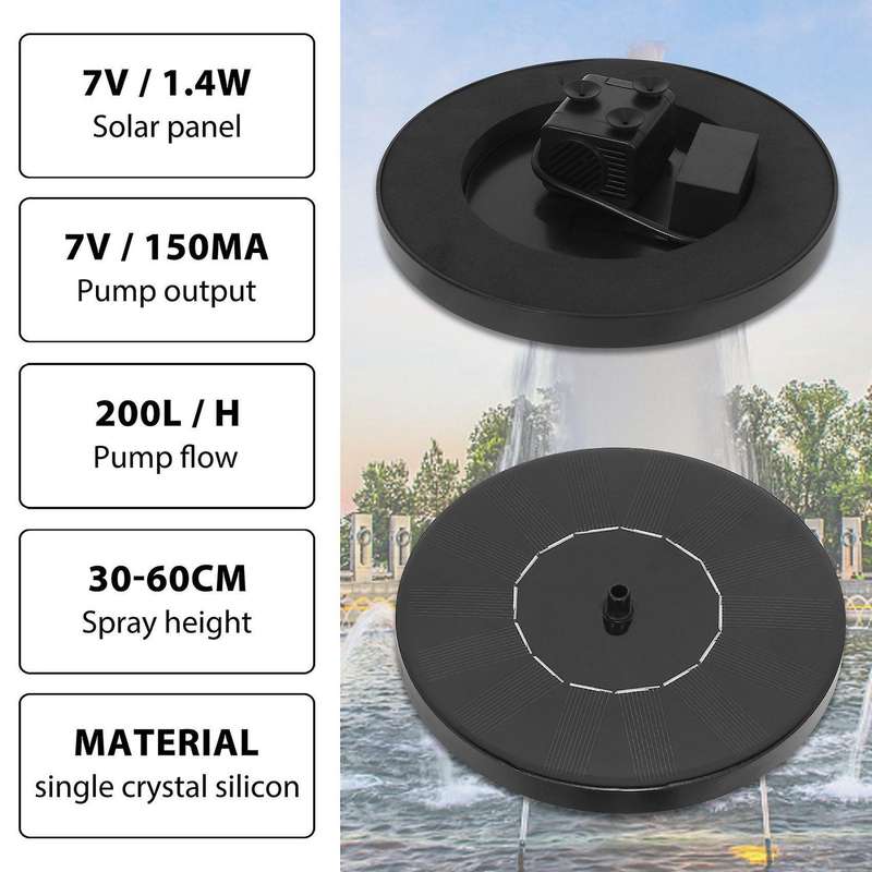 Solar Fountain Pump Nozzle Solar Powered Water Fountain Birdbath Floating Fountain for Garden Ponds