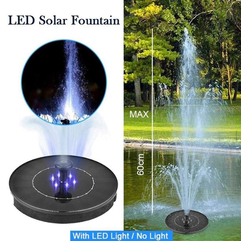 Solar Fountain Pump with LED Lights, Built-in 2000MAh Battery, Floating Water Fountain for Outdoor,