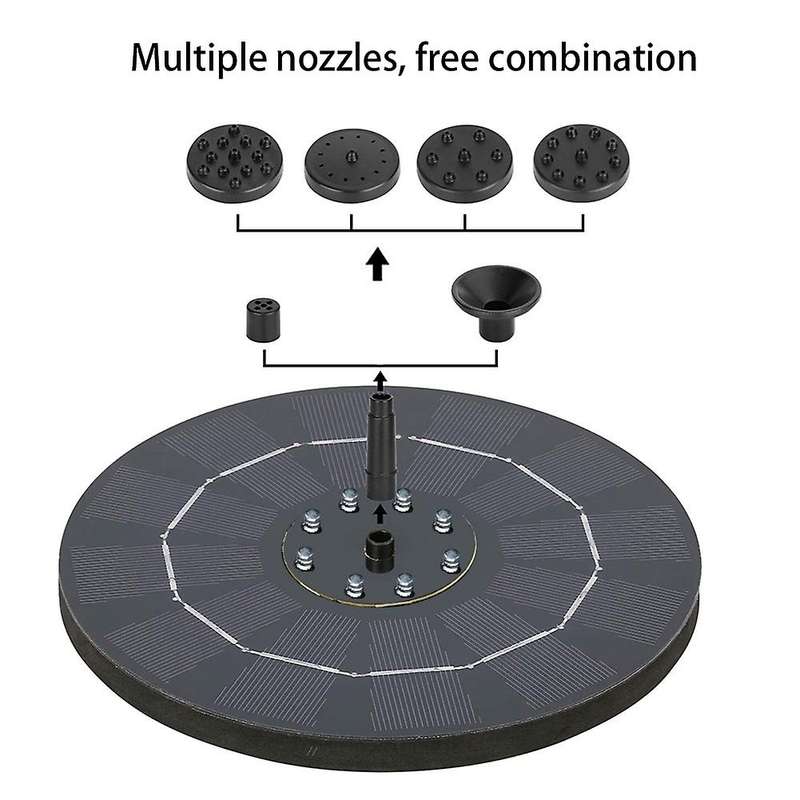Solar Fountain Pump with LED Lights, Built-in 2000MAh Battery, Floating Water Fountain for Outdoor,