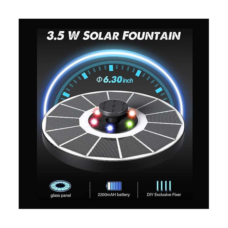 Solar Fountain , 3.5w Floating Solar Bird Bath Fountains Solar Fountain Pump for Bird Bath, Garden,