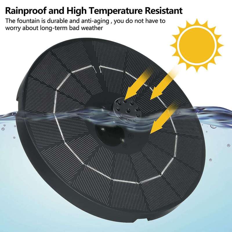 Solar Fountain Upgraded 6 Nozzle, 3.8W Solar Powered Fountain Pump , Solar Bird Bath Fountain for Bi