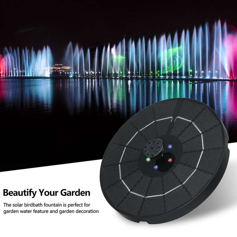 Solar Fountain Upgraded 6 Nozzle, 3.8W Solar Powered Fountain Pump , Solar Bird Bath Fountain for Bi