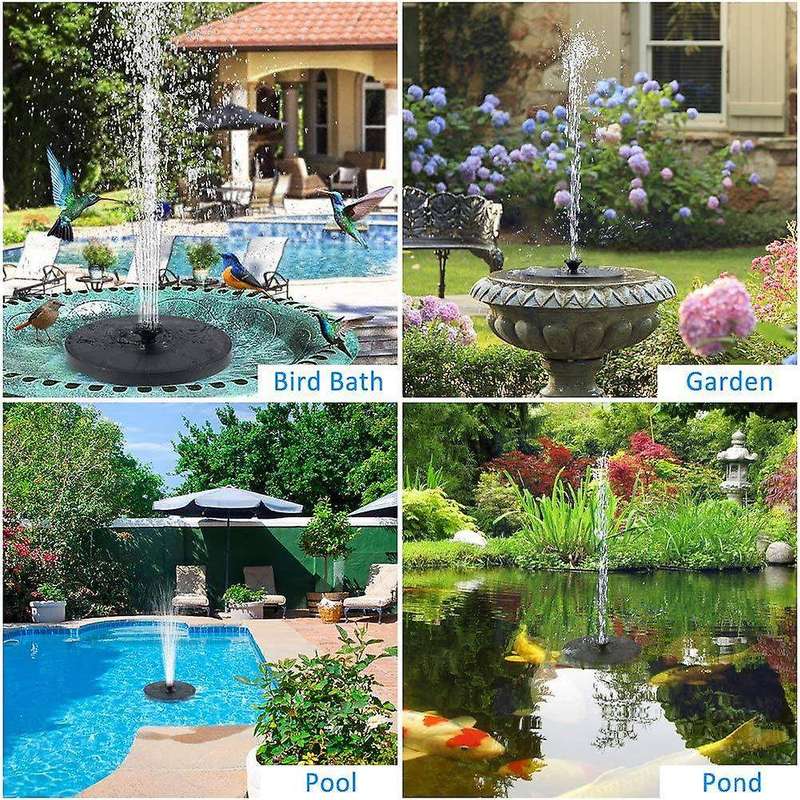 Solar Fountain Pump for Bird Bath,3W Floating Fountain with 6 LED Lights,7 Nozzles,for Garden, Pond,