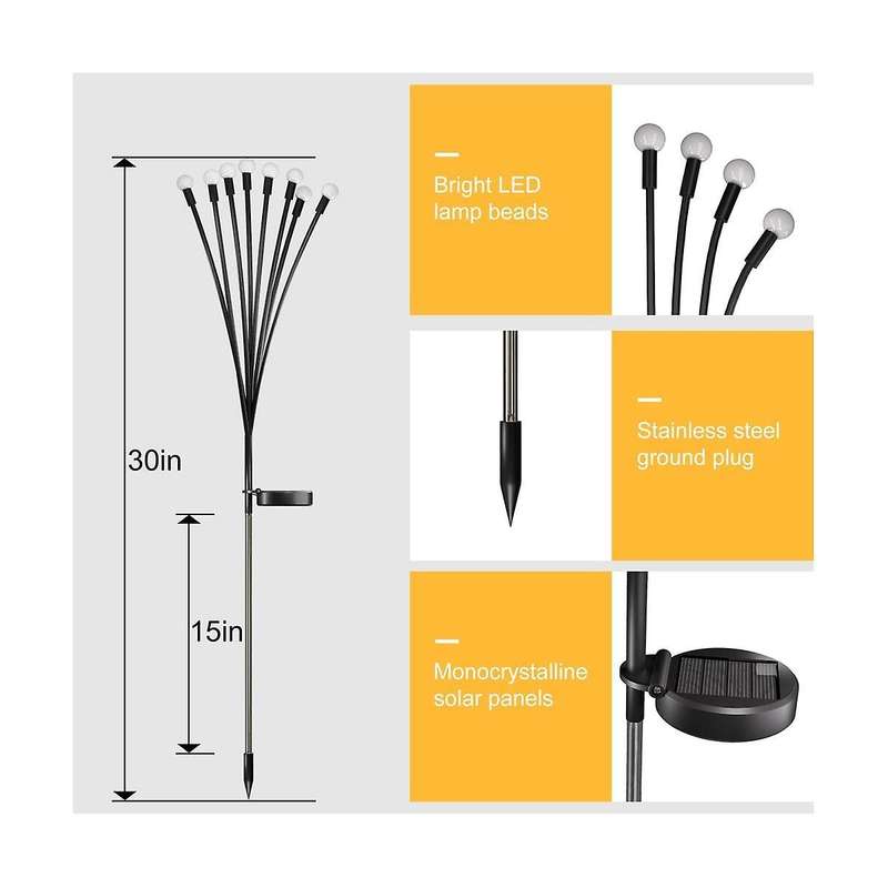 Solar Garden Lights, 2 Pack-20 Led New Upgraded Solar Swaying Lights, Sway By Wind, Firefly Lights