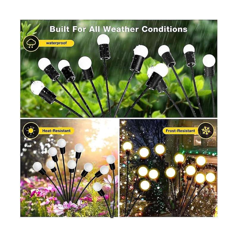 Solar Garden Lights, Upgraded 8led Firefly Lights Solar Outdoor Waterproof, Swaying Lights Decorati