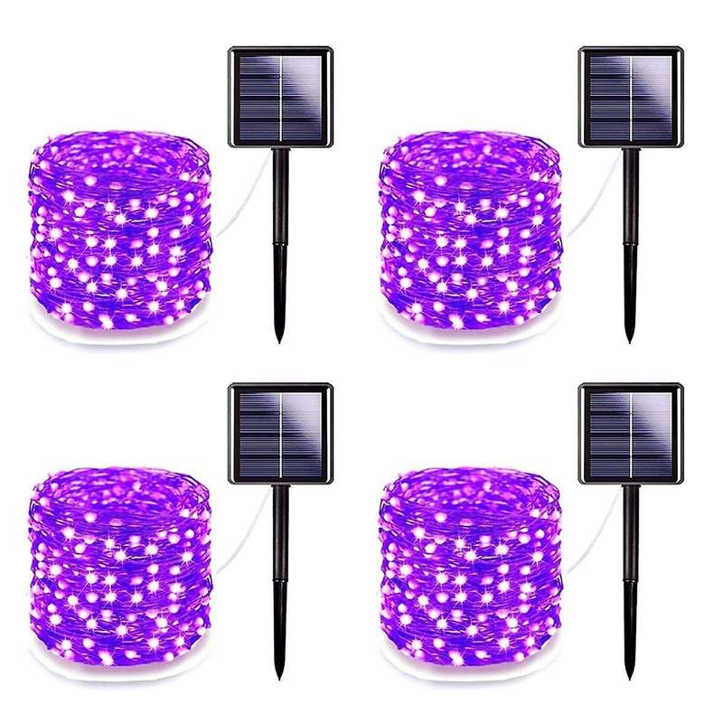 Solar Halloween Lights Outdoor 4 Pack Each 32.8ft 100 Led Solar Fairy Lightsfor Halloween Party Diy