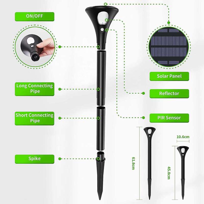 Solar Landscape Spotlight 2Pcs,Garden Warm Lights Motion Sensor,3000K IP65 Waterproof Outdoor Light