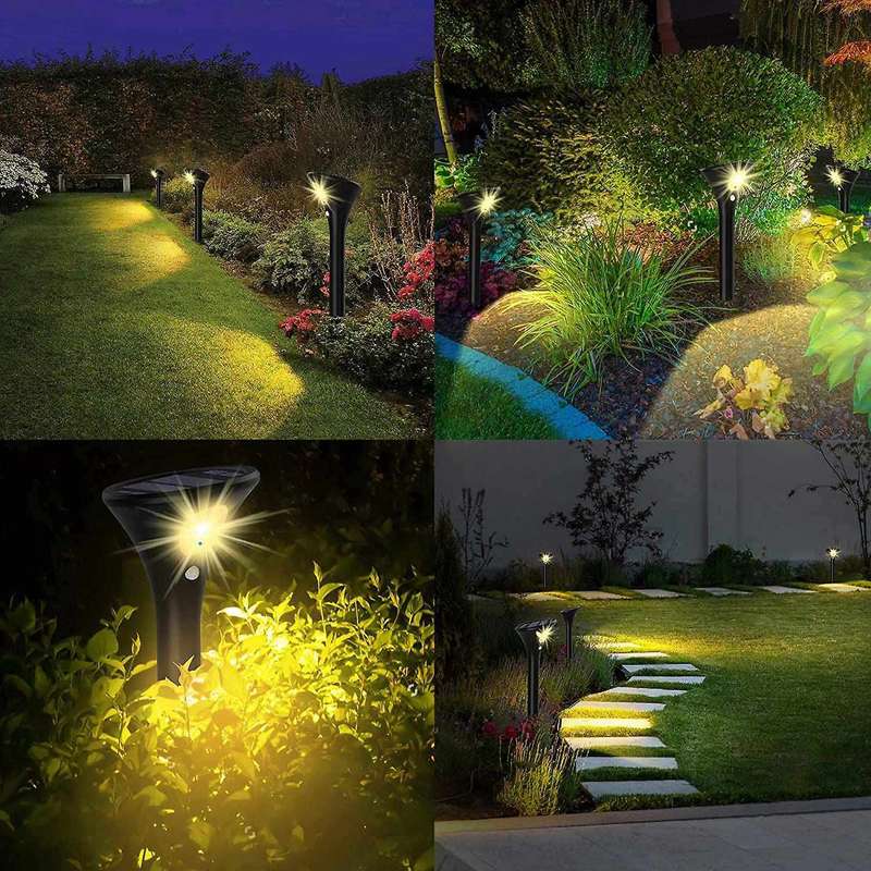 Solar Landscape Spotlight 2Pcs,Garden Warm Lights Motion Sensor,3000K IP65 Waterproof Outdoor Light