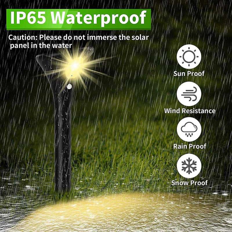 Solar Landscape Spotlight 2Pcs,Garden Warm Lights Motion Sensor,3000K IP65 Waterproof Outdoor Light