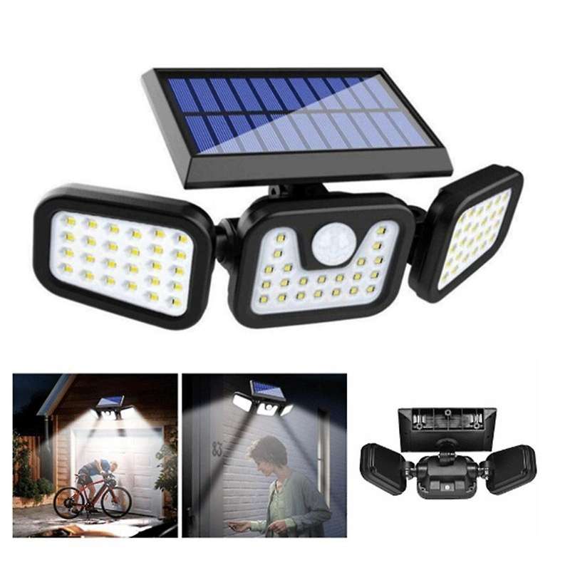 Solar Induction Floodlight Waterproof 74led Three-head Foldable Floodlight Smart Induction Outdoor L