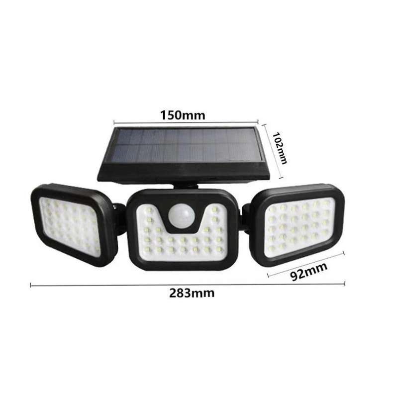 Solar Induction Floodlight Waterproof 74led Three-head Foldable Floodlight Smart Induction Outdoor L