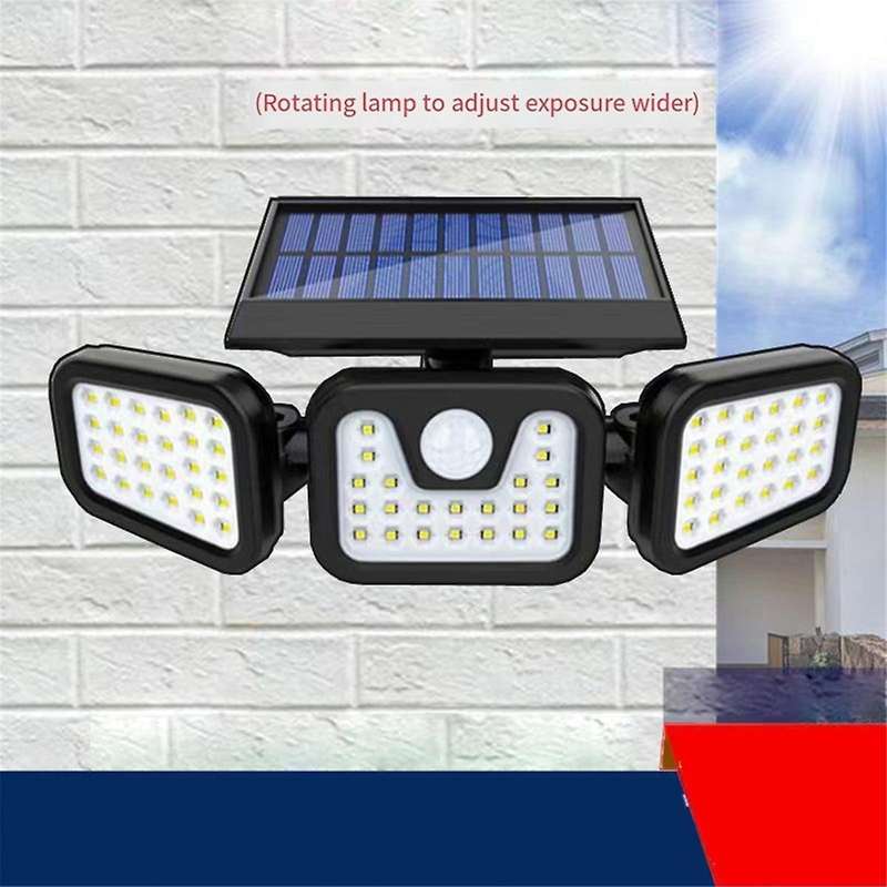 Solar Induction Floodlight Waterproof 74led Three-head Foldable Floodlight Smart Induction Outdoor L