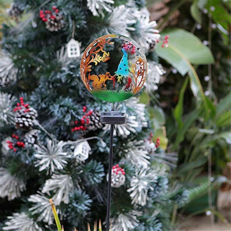 Solar Iron Art Squirrel Garden Plug Light Outdoor Projection Lawn Lamp Atmosphere Decorative Landsca