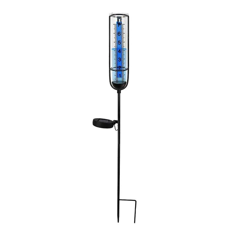 Solar Lamp Rain Gauge,7inch Rain Gauge Outdoor, Large Clear Numbers and Rain Measuring Tool for Gard